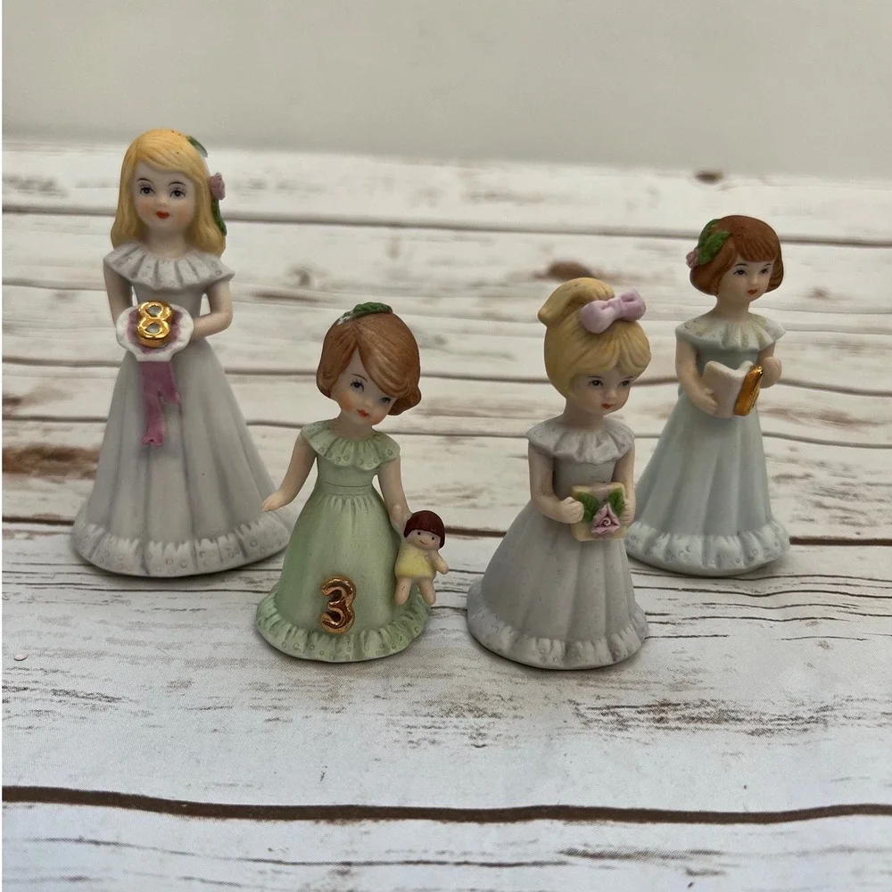 Enesco Growing Up Birthday‎ Girls Porcelain Figurines Lot of 4